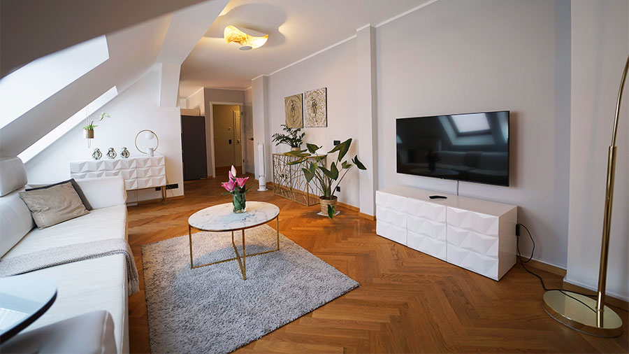 Premium Deluxe-Maisonette - Sichtvon der Chaise zur Diele