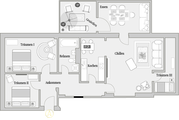 Grundriss Premium Kingsize-Suite - Apt. 08