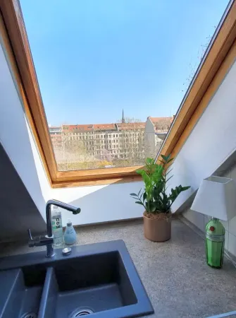 Musikviertel Leipzig - Wohlfühl-Oase - Küche Ausblick