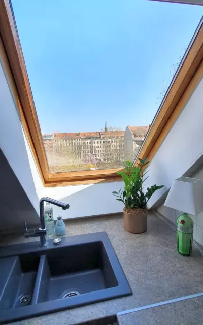 Musikviertel Leipzig - Wohlf&uuml;hl-Oase - K&uuml;che Ausblick
