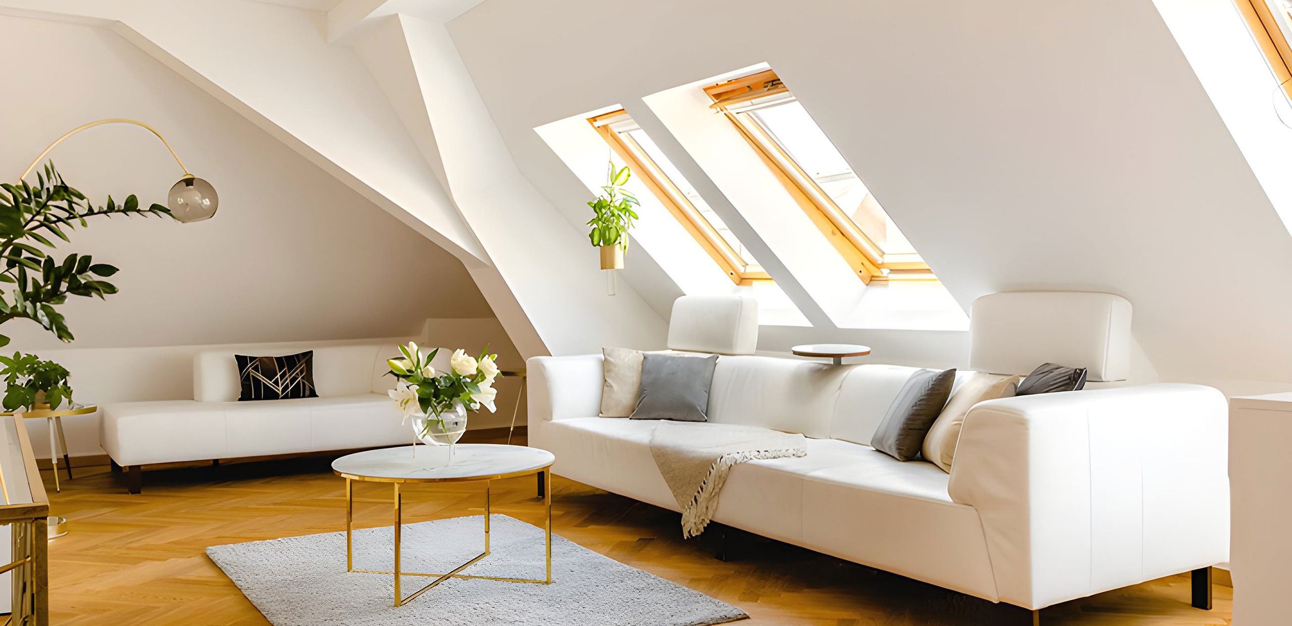 Blick ins Wohnzimmer der Premium Deluxe-Maisonette